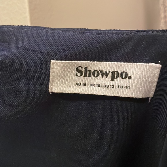 Showpo. ANDRINA MIDI DRESS - HIGH LOW WRAP CORSET DRESS IN NAVY - Picture 6 of 6